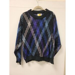 Poplar Vintage Sweater Size L USA Made Knitwear Pullover Abstract Pattern Top